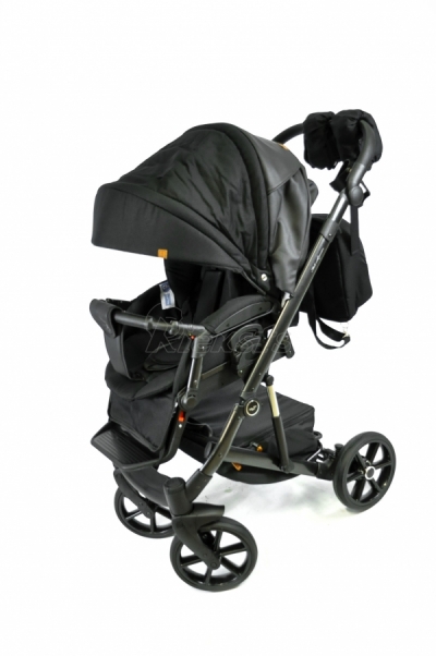 bērnu rati 2in1/3in1 Baby-Merc Mosca melns audums un eko-āda