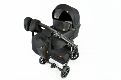 bērnu rati 2in1/3in1 Baby-Merc Mosca melns audums un eko-āda
