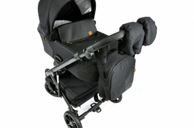 bērnu rati 2in1/3in1 Baby-Merc Mosca melns audums un eko-āda