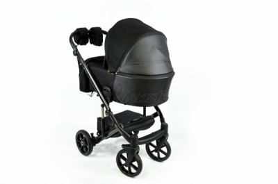 bērnu rati 2in1/3in1 Baby-Merc Mosca melns audums un eko-āda