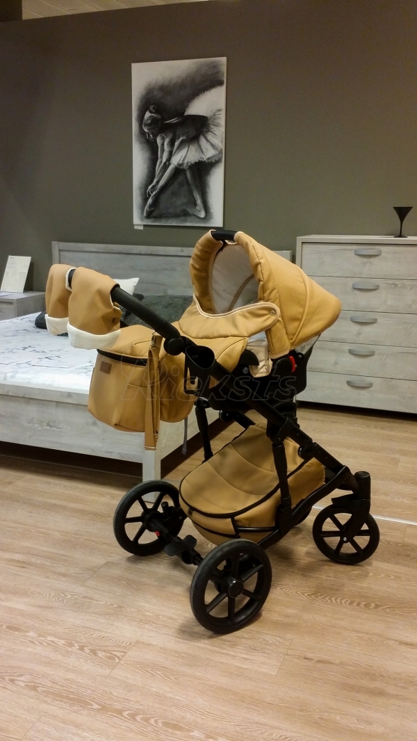 bērnu rati 2in1/3in1 Mikrus Beige eco leather