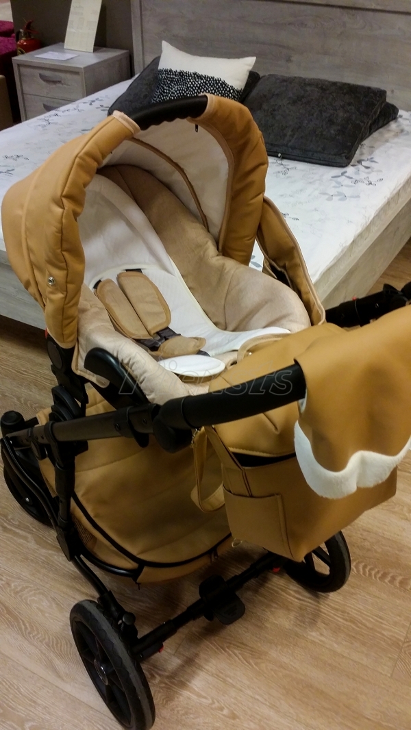 bērnu rati 2in1/3in1 Mikrus Beige eco leather