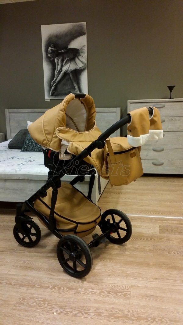 bērnu rati 2in1/3in1 Mikrus Beige eco leather