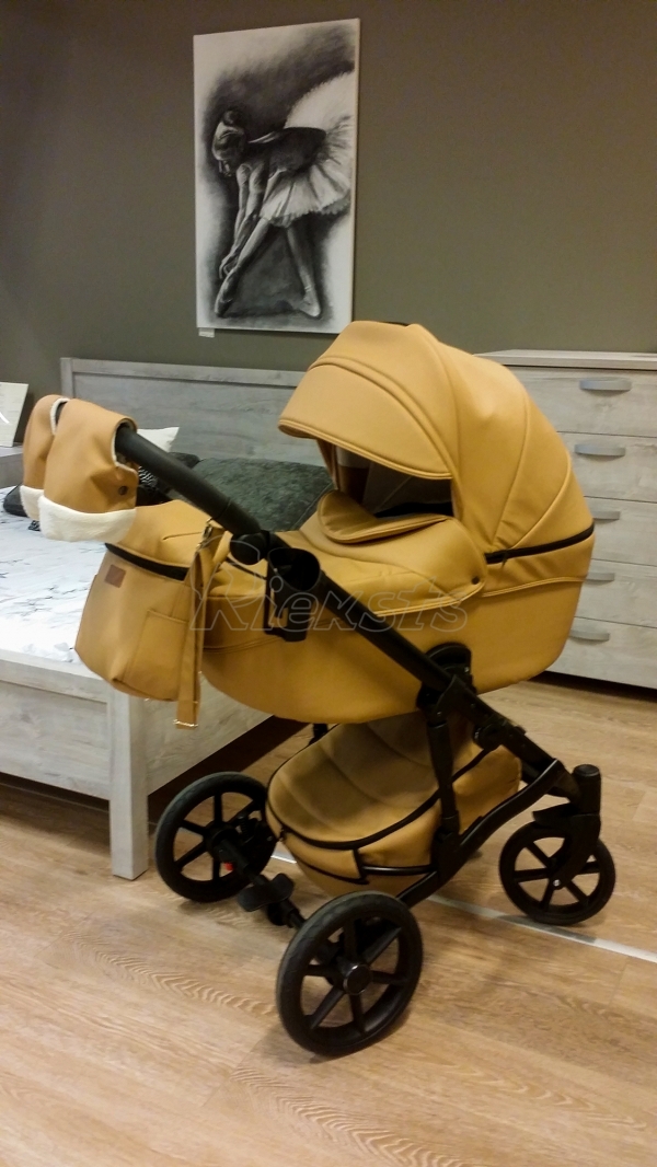 bērnu rati 2in1/3in1 Mikrus Beige eco leather