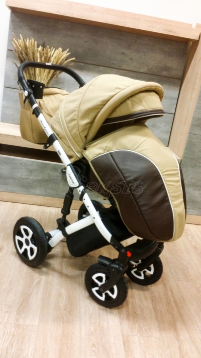 bērnu rati 2in1/3in1 Mikrus Beige eco leather
