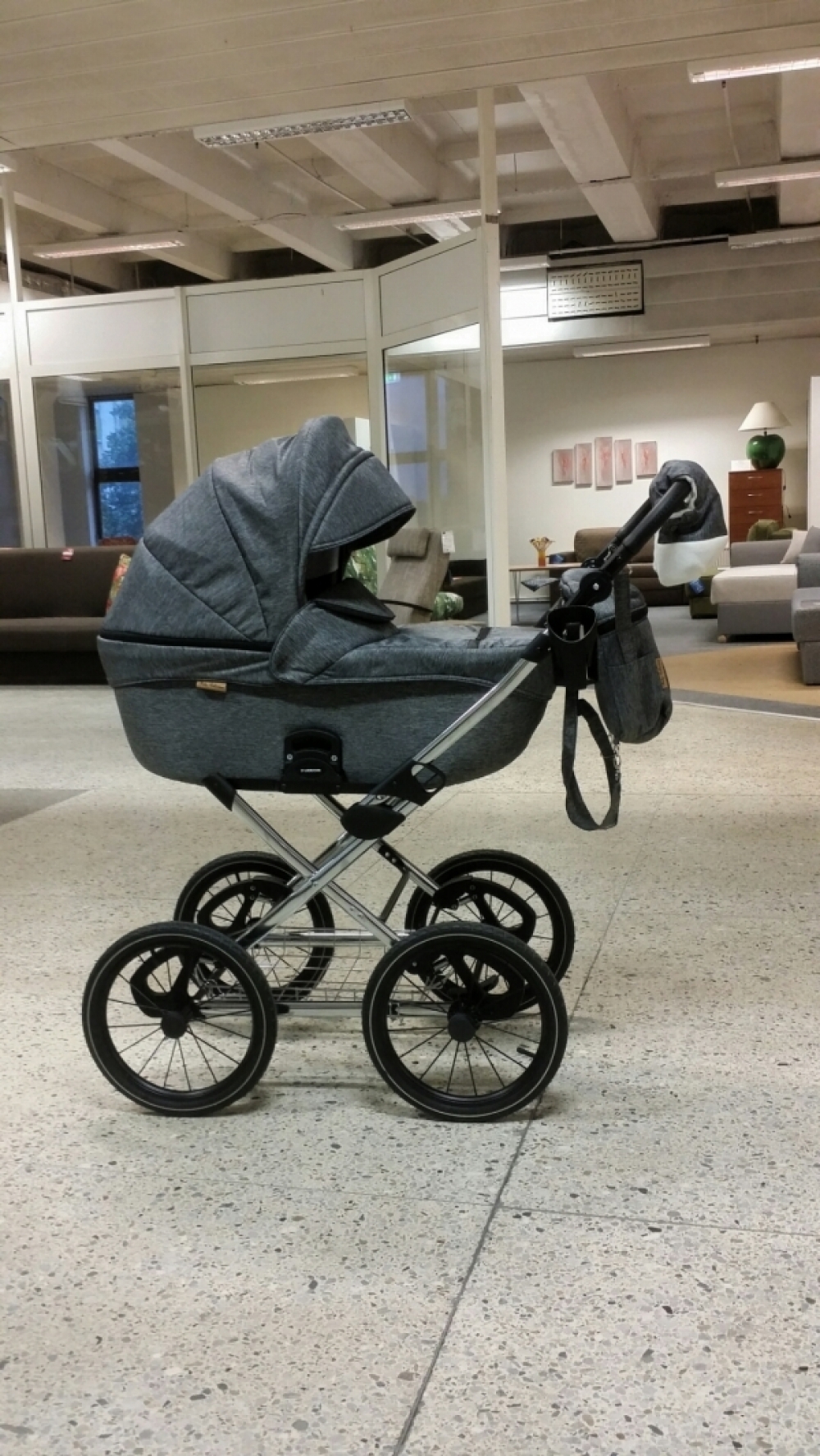 bērnu rati 2in1/3in1 Mikrus Classic Pelēks audums