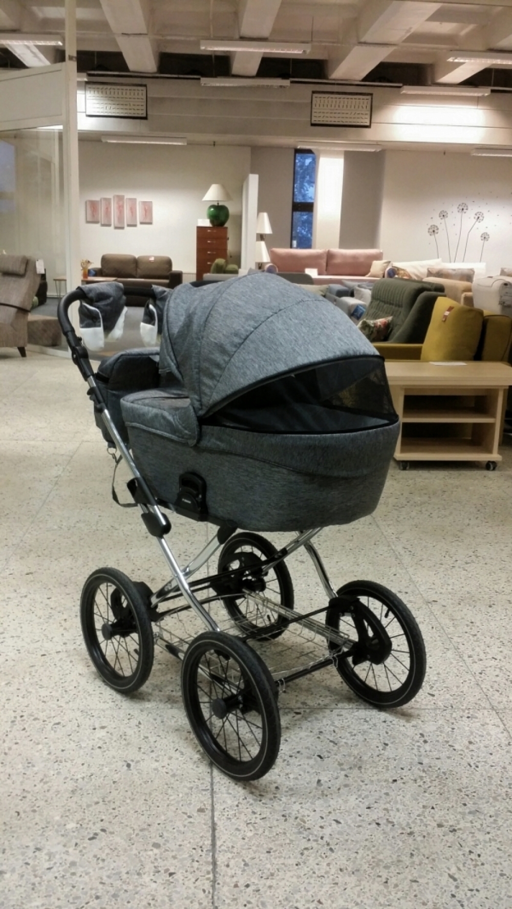 bērnu rati 2in1/3in1 Mikrus Classic Pelēks audums