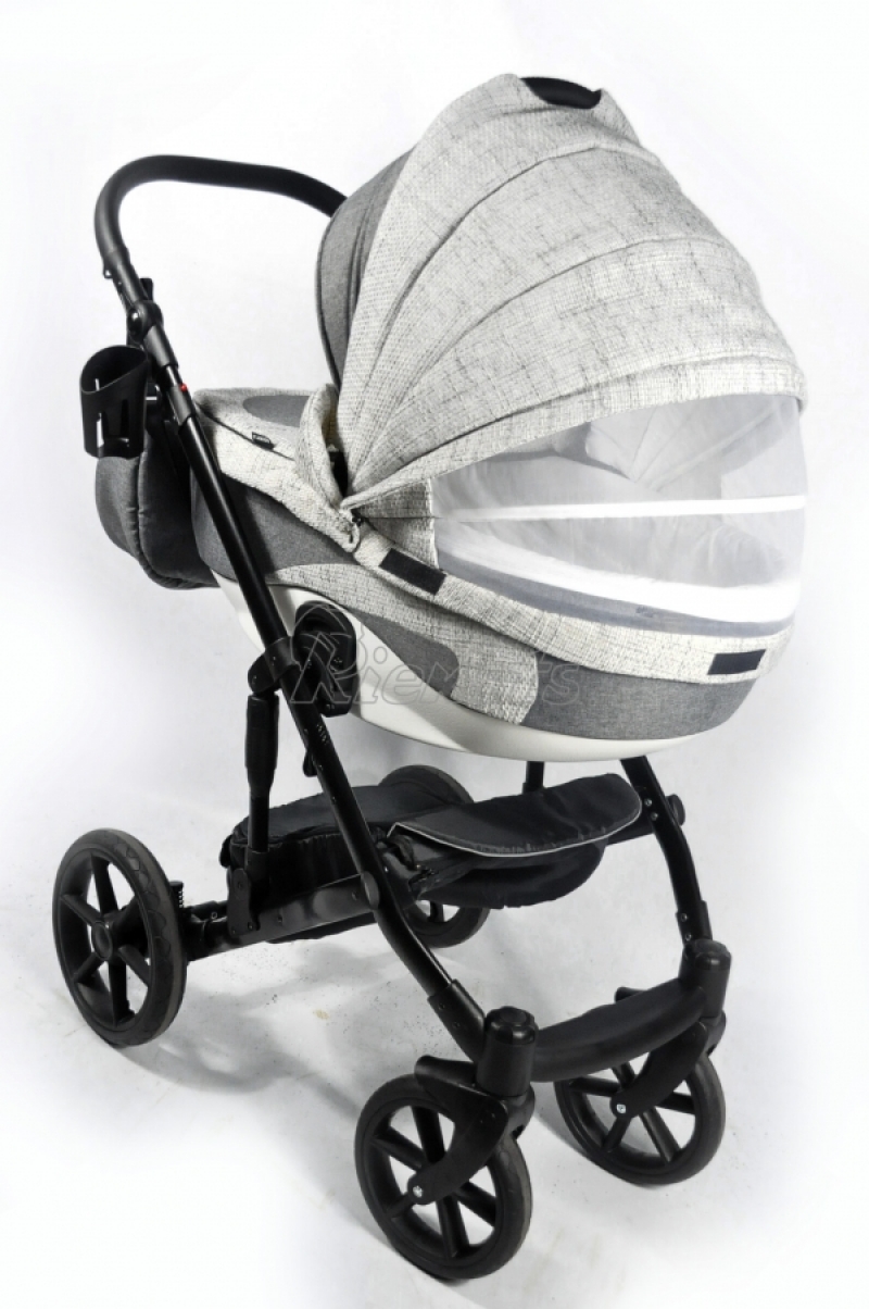 bērnu rati 2in1/3in1 FIRKON Vesta White linen gaišs līnu imitejošs audums