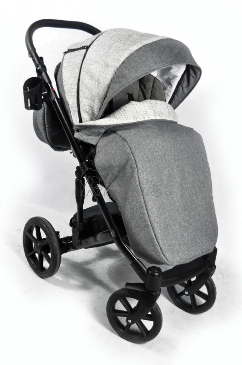 bērnu rati 2in1/3in1 FIRKON Vesta White linen gaišs līnu imitejošs audums