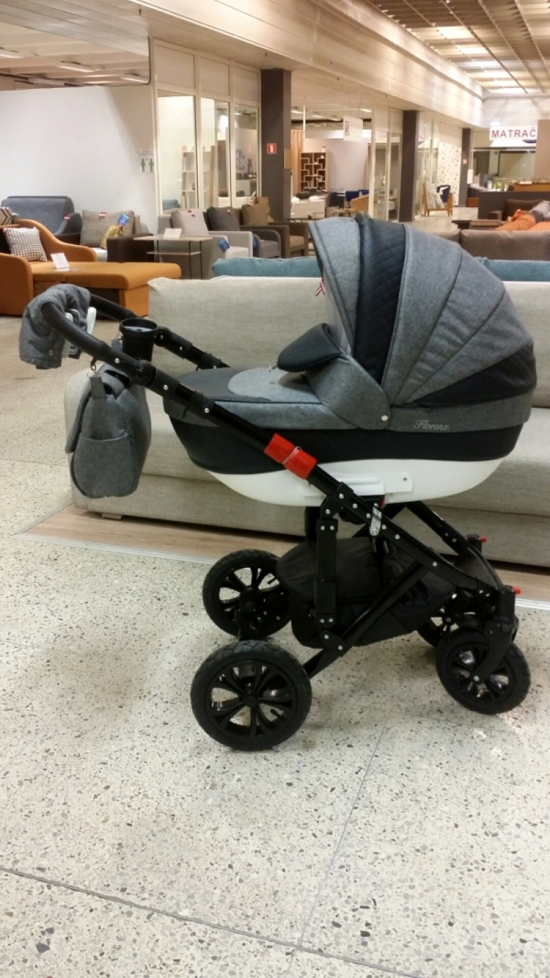 bērnu rati 2in1/3in1 Florencija dark grey eco leather / grey textile