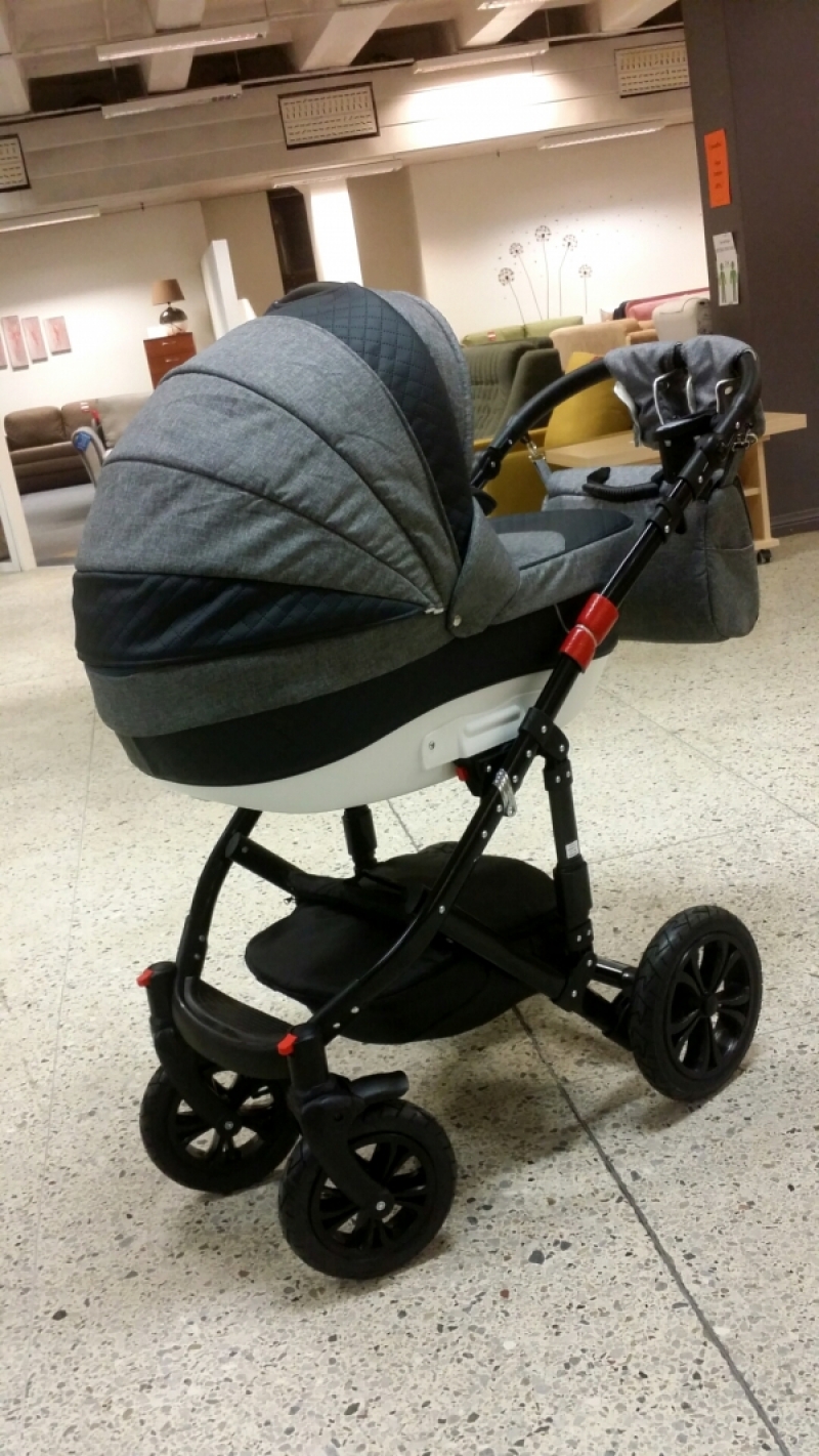 bērnu rati 2in1/3in1 Florencija dark grey eco leather / grey textile
