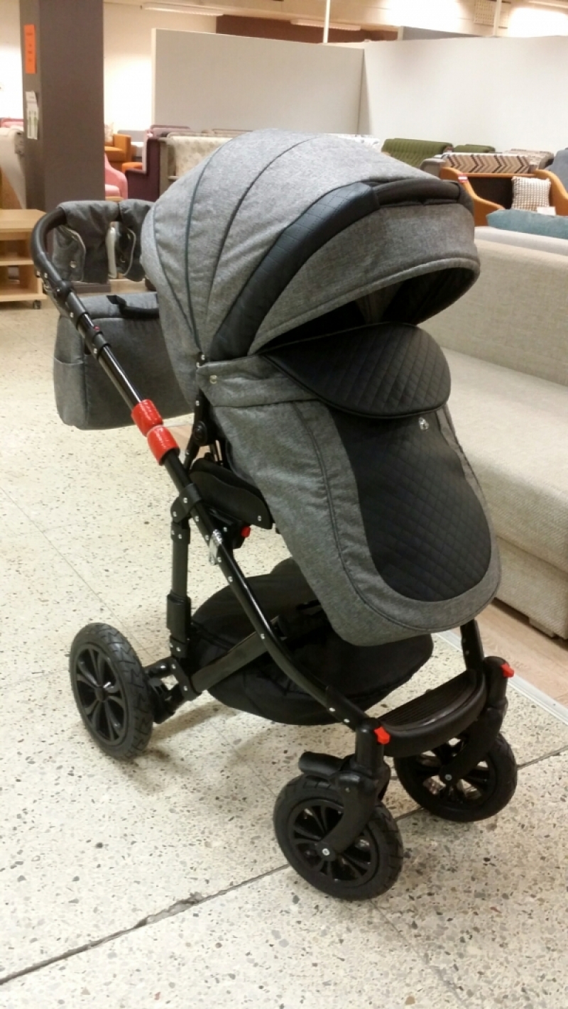 bērnu rati 2in1/3in1 Florencija dark grey eco leather / grey textile