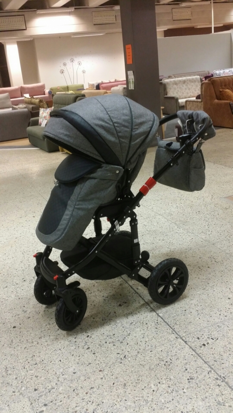 bērnu rati 2in1/3in1 Florencija dark grey eco leather / grey textile