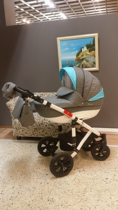 bērnu rati 2in1/3in1 Florencija gaiši zilie ar pelēko