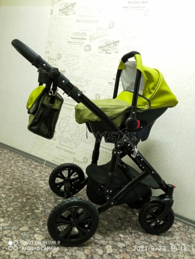 bērnu rati 2in1/3in1 Florencija zaļa eko āda