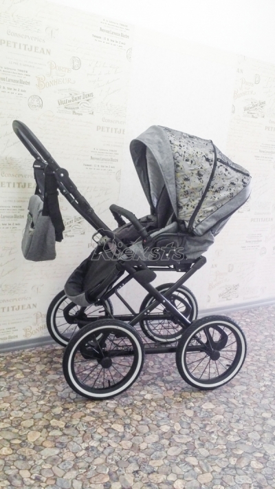 bērnu rati 2in1/3in1 FIRKON Elegance Gold pelēks audums