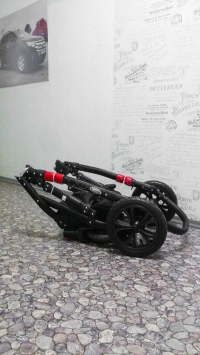bērnu rati 2in1/3in1 Florencija sarkana eko āda / pelēkais audums
