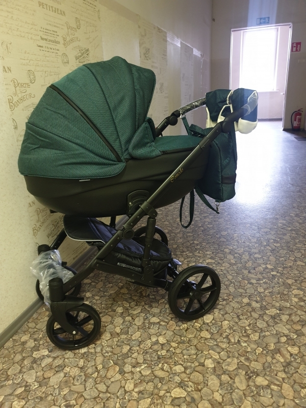 bērnu rati 2in1/3in1 Mikrus Vivo tirkīzs audums un melna eko āda
