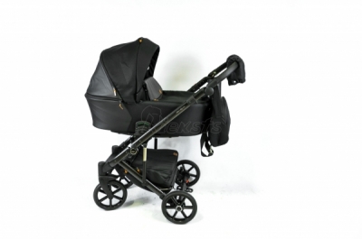 bērnu rati 2in1/3in1 Baby-Merc Mosca melns audums un eko-āda