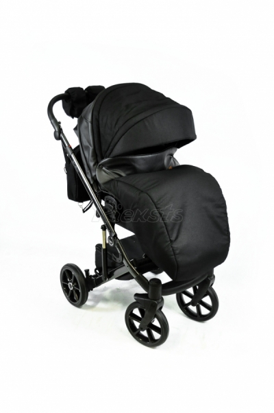 bērnu rati 2in1/3in1 Baby-Merc Mosca melns audums un eko-āda