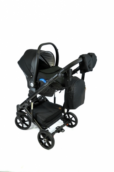 bērnu rati 2in1/3in1 Baby-Merc Mosca melns audums un eko-āda