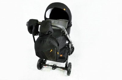 bērnu rati 2in1/3in1 Baby-Merc Mosca melns audums un eko-āda
