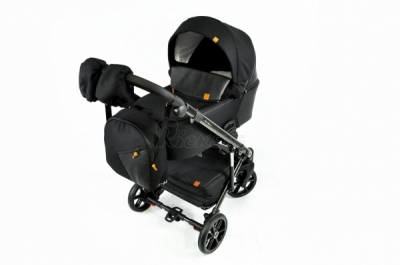 bērnu rati 2in1/3in1 Baby-Merc Mosca melns audums un eko-āda
