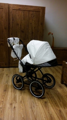 bērnu rati 2in1/3in1 Mikrus Classic BIANCO balta eko āda