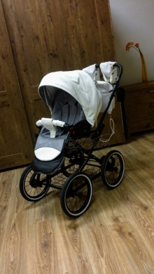 bērnu rati 2in1/3in1 Mikrus Classic BIANCO balta eko āda