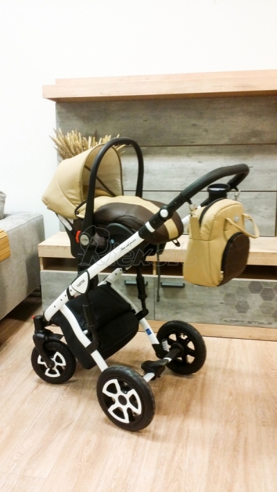 bērnu rati 2in1/3in1 Mikrus Beige eco leather