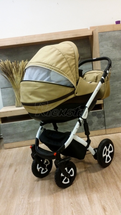 bērnu rati 2in1/3in1 Mikrus Beige eco leather