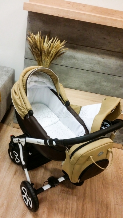 bērnu rati 2in1/3in1 Mikrus Beige eco leather