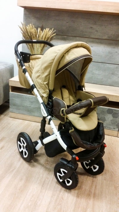 bērnu rati 2in1/3in1 Mikrus Beige eco leather