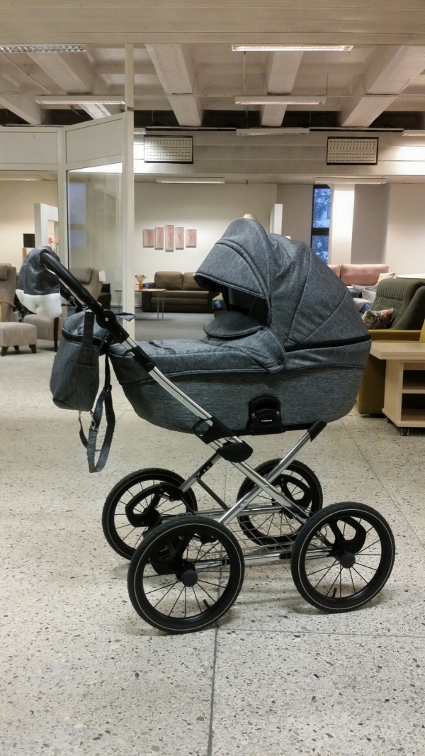 bērnu rati 2in1/3in1 Mikrus Classic Pelēks audums