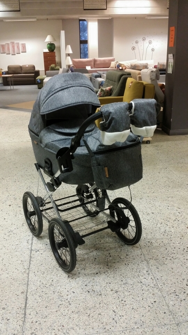 bērnu rati 2in1/3in1 Mikrus Classic Pelēks audums
