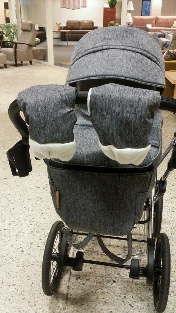 bērnu rati 2in1/3in1 Mikrus Classic Pelēks audums