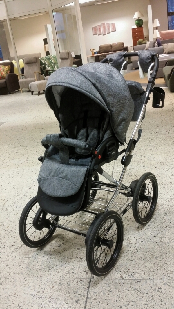 bērnu rati 2in1/3in1 Mikrus Classic Pelēks audums