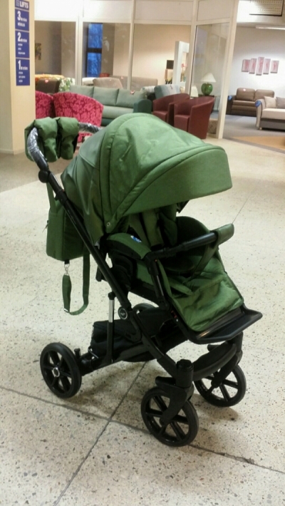 bērnu rati 2in1/3in1 Baby-Merc Mosca zaļš audums ar spīdumu un eko-āda