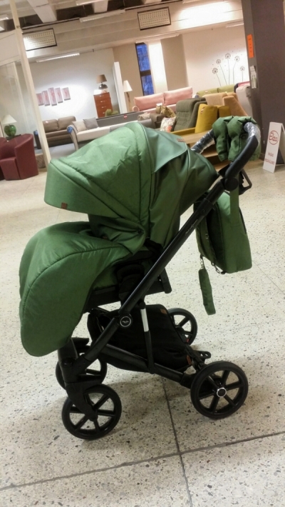 bērnu rati 2in1/3in1 Baby-Merc Mosca zaļš audums ar spīdumu un eko-āda