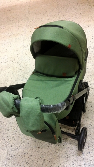 bērnu rati 2in1/3in1 Baby-Merc Mosca zaļš audums ar spīdumu un eko-āda