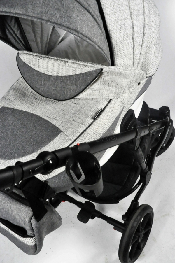 bērnu rati 2in1/3in1 FIRKON Vesta White linen gaišs līnu imitejošs audums