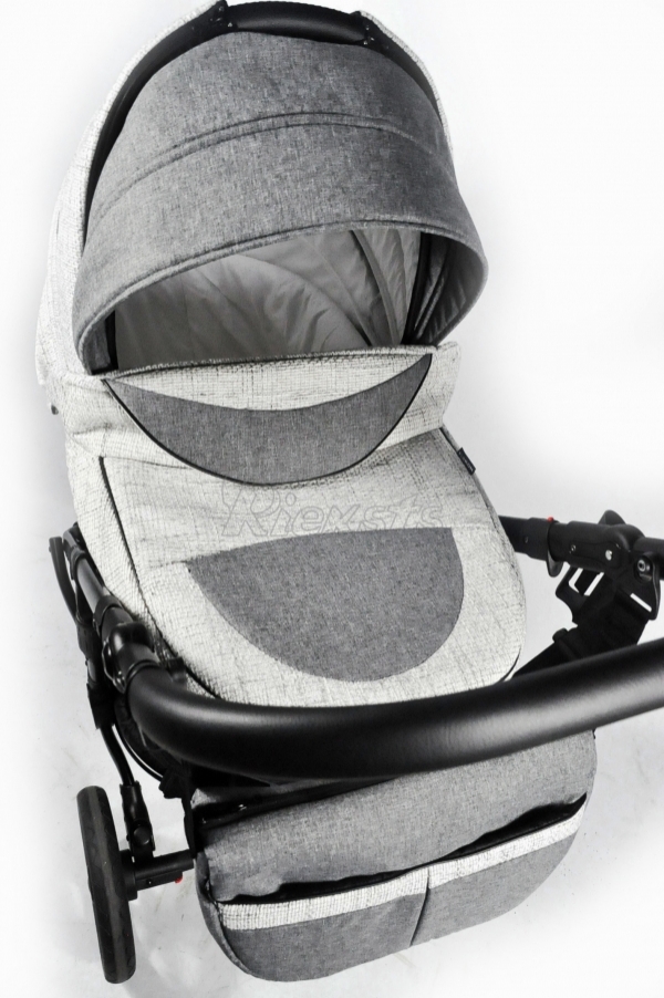 bērnu rati 2in1/3in1 FIRKON Vesta White linen gaišs līnu imitejošs audums
