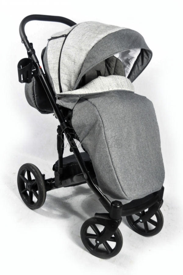 bērnu rati 2in1/3in1 FIRKON Vesta White linen gaišs līnu imitejošs audums