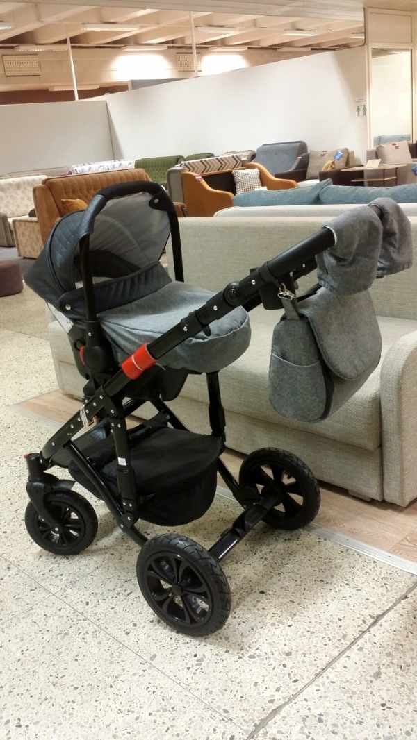bērnu rati 2in1/3in1 Florencija dark grey eco leather / grey textile