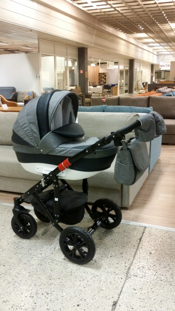 bērnu rati 2in1/3in1 Florencija dark grey eco leather / grey textile