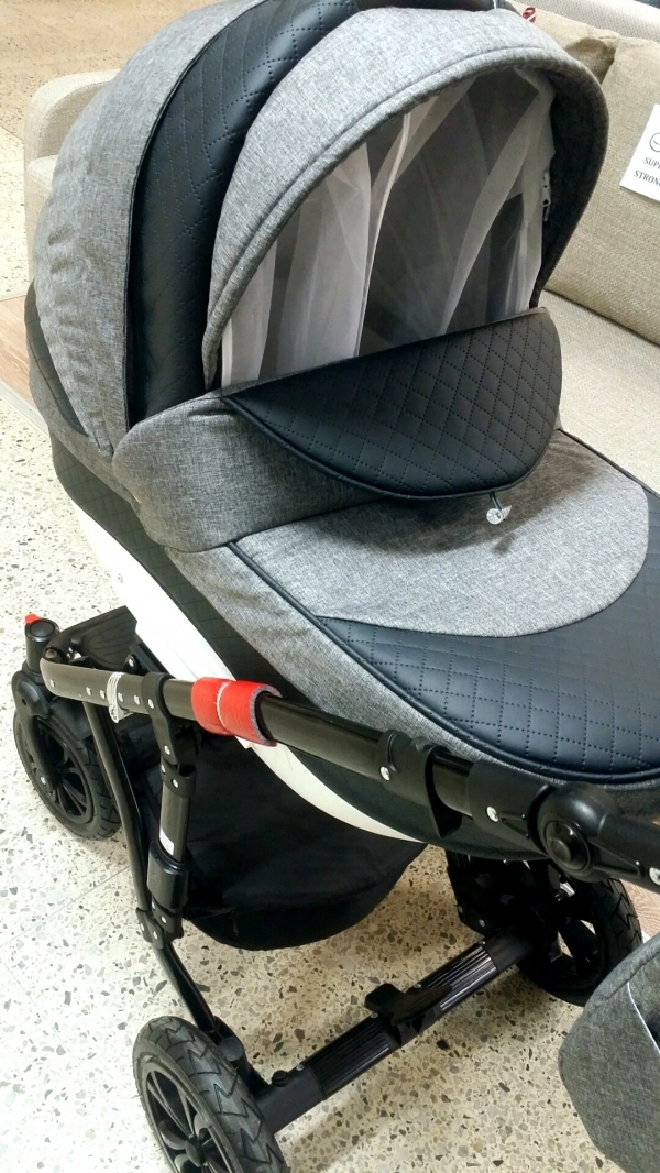 bērnu rati 2in1/3in1 Florencija dark grey eco leather / grey textile