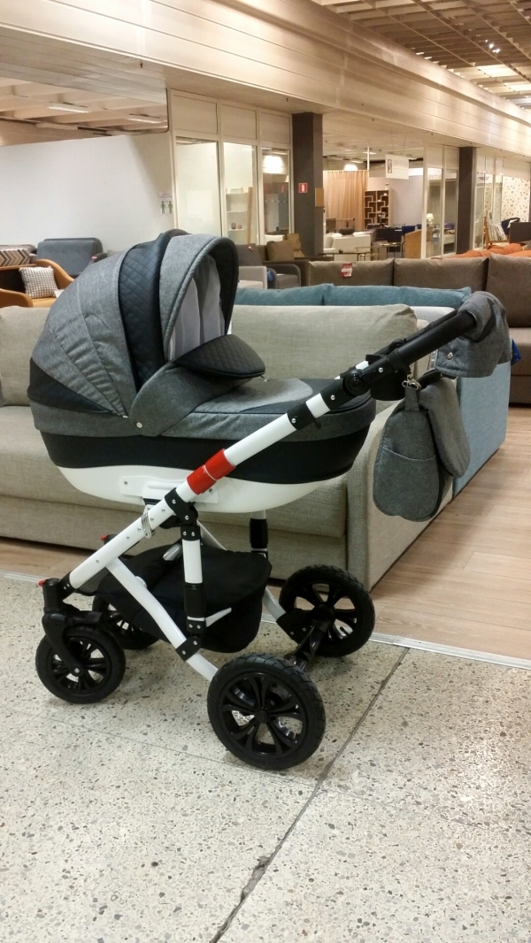 bērnu rati 2in1/3in1 Florencija dark grey eco leather / grey textile