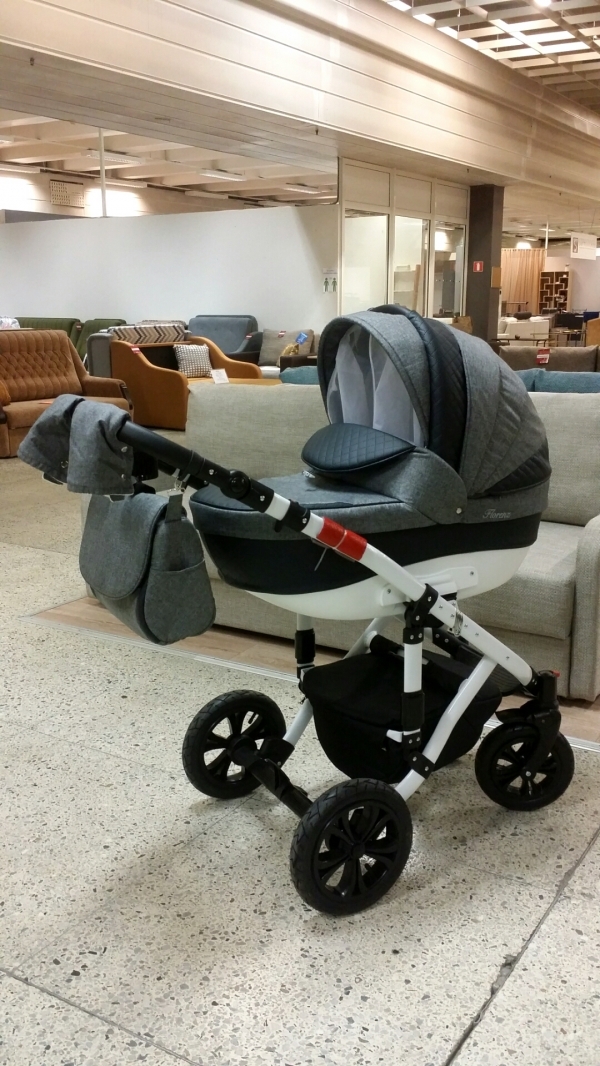 bērnu rati 2in1/3in1 Florencija dark grey eco leather / grey textile
