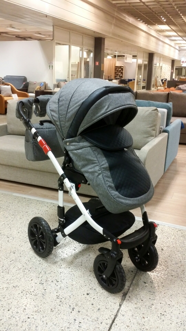 bērnu rati 2in1/3in1 Florencija dark grey eco leather / grey textile