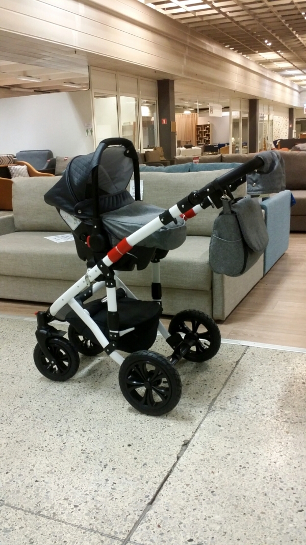 bērnu rati 2in1/3in1 Florencija dark grey eco leather / grey textile